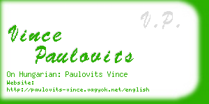 vince paulovits business card